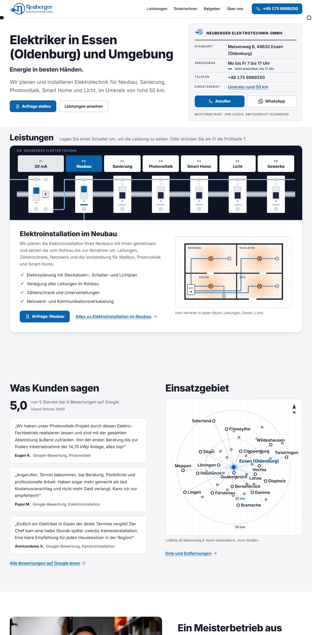 Startseite von neuberger-etechnik.de in der Ansicht am Monitor