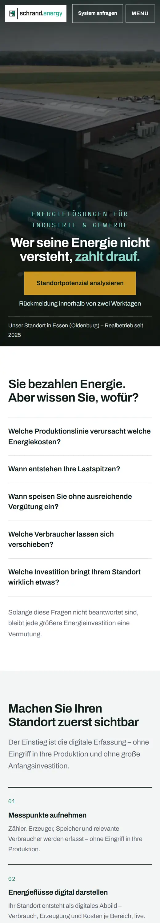 Dieselbe Seite in der Ansicht auf dem Smartphone
